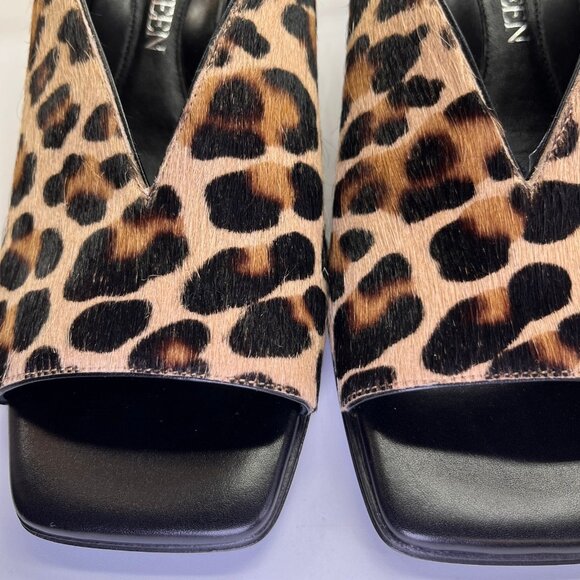 Alexander McQueen Leopard Calf Hair Mules Size 37 Open Square Toe Slip-On - Picture 15 of 16